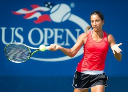NEW YORK CITY, UNITED STATES - AUGUST 27 : Cagla Buyukakcay in action at the 2016 US Open Grand Slam tennis tournament